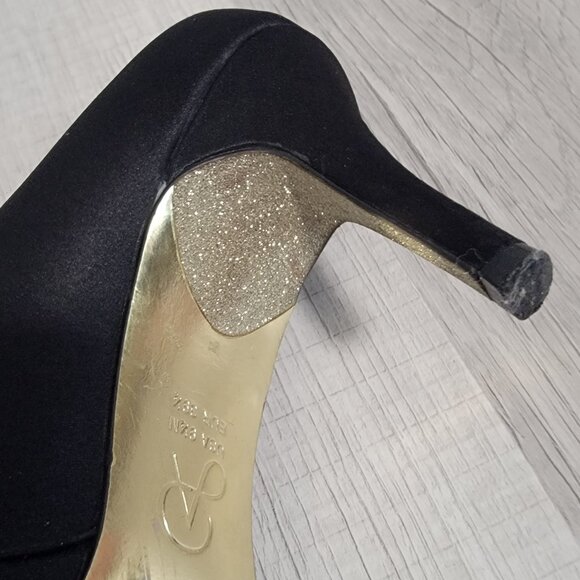 Adrianna Papell Black Satin peep toe heels - Picture 7 of 8
